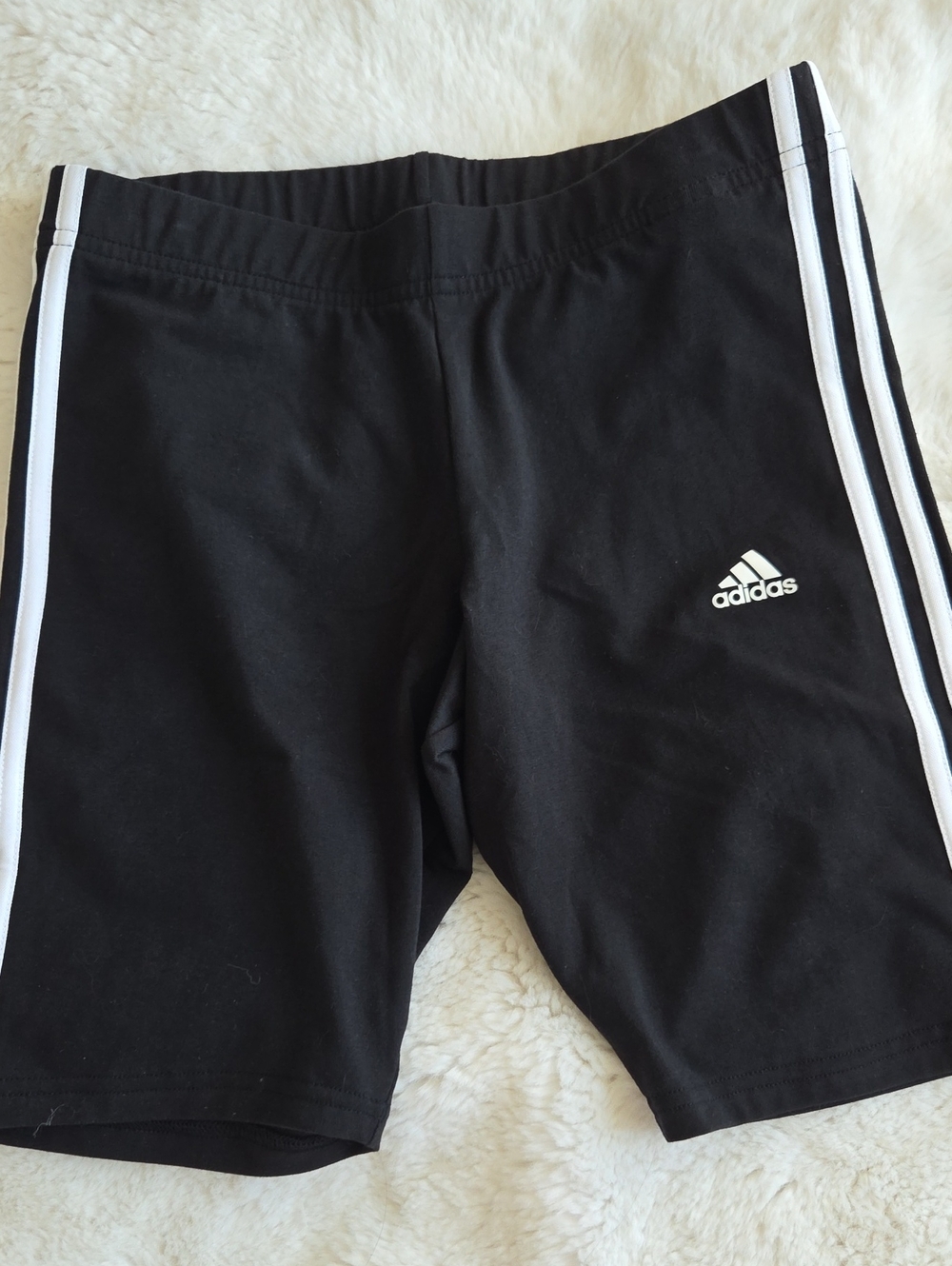 adidas Black Athletic Shorts with White Stripes